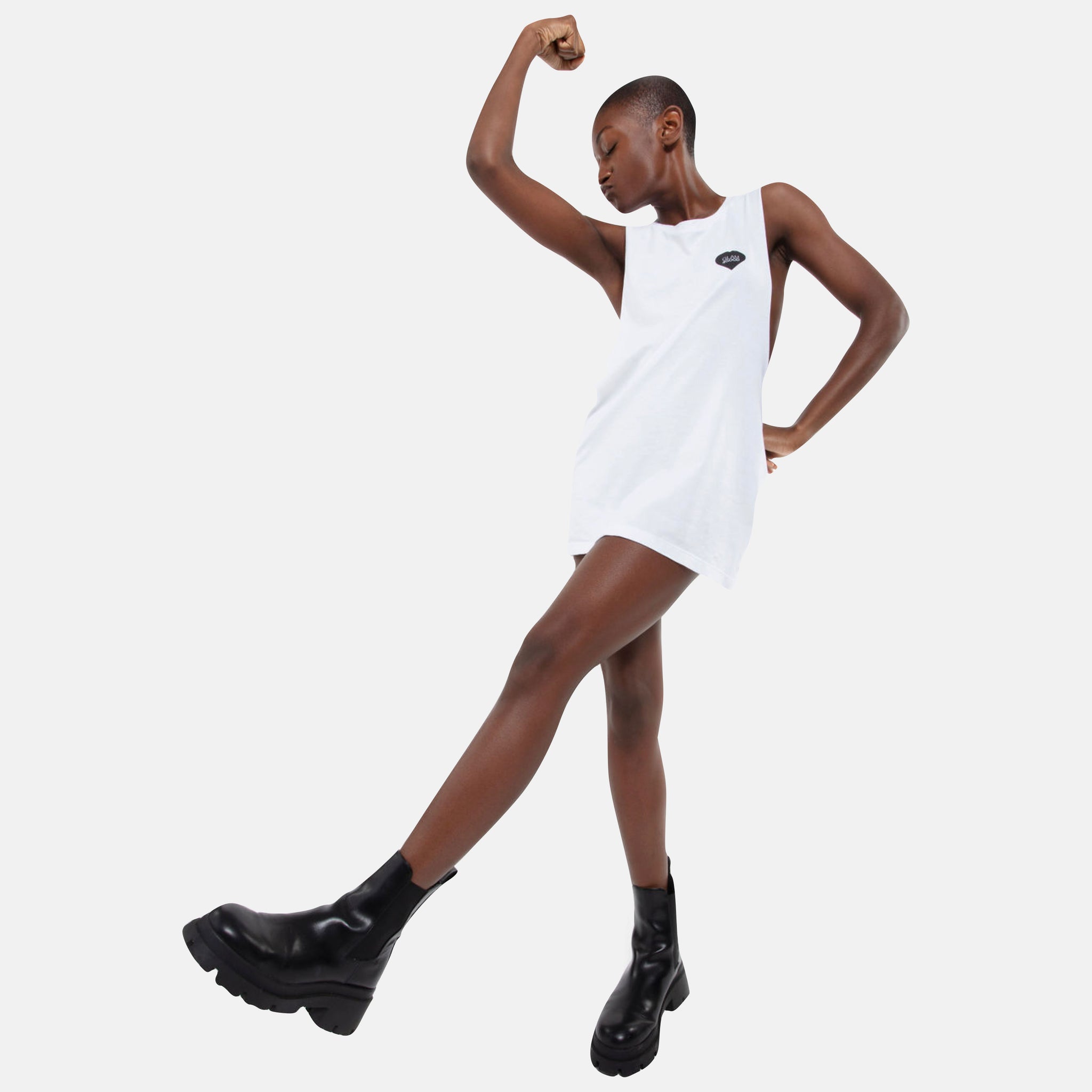 BOY MEETS GIRL® for GLAM4GOOD White Drop Armhole Tank Top